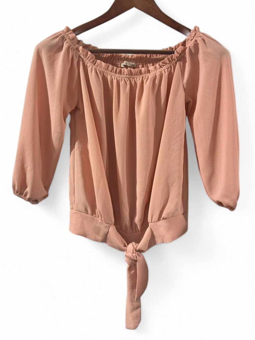 Off-Shoulder Tie-Front Blouse in Dusty Rose Size Women’s Medium